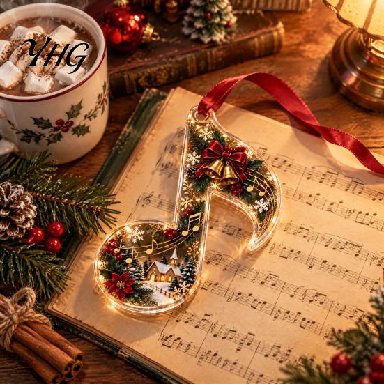 Gift for Music Lovers 2D Christmas Melody Hanging Ornament, Musical Theme Tree Decor, Festive Decoration Piano Treble Clef Violin Bell Note
