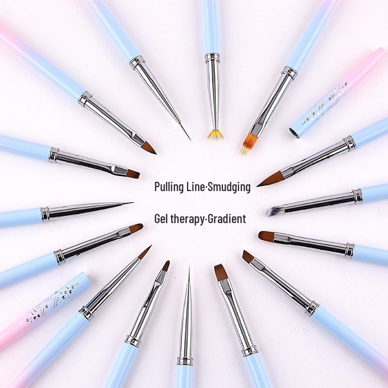 15-teiliges Nailart-Stift-Set: Linien-, Ombre-, Schnitz-, Mal- und Gelpinsel.