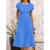 Damen Rundhals Kurzarm Midi Kleid Lockerer Schnitt Mittlere Taille Elegant Gepunktetes Sommerkleid