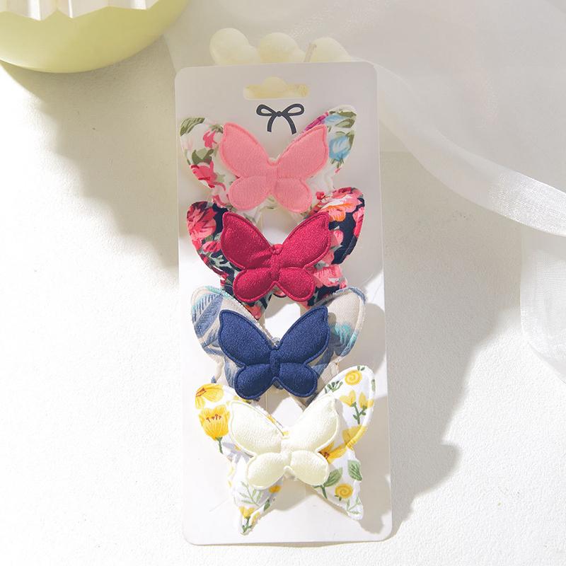 New 4PCS Flower Butterfly Hair Clips Girls Favorite Fashion Lovly Barrettes Clips Gift Baby Hair Accessories