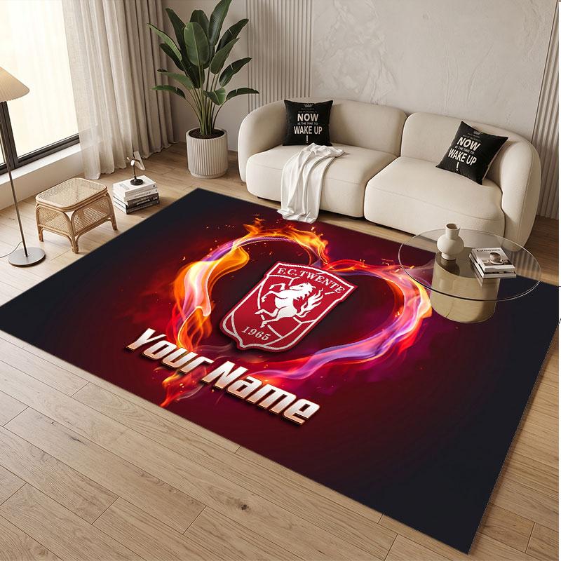 Tappeto Personalizzato Modello FC Twente Stampa Nome Testo Morbido Antiscivolo Tappeto per Pavimento per Decorazione Interna Casa