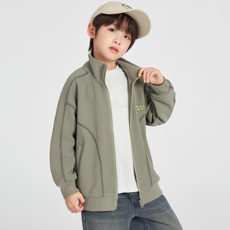 Boys  Casual Waffle Knit Stand Collar Jacket 120