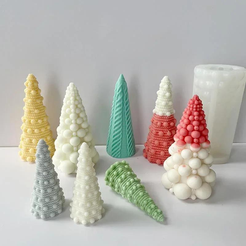 New Christmas Tree Candle Silicone Mold Bubble Tip Christmas Tree Aromatherapy Candle Silicone Mold Soap Mold Christmas Gift