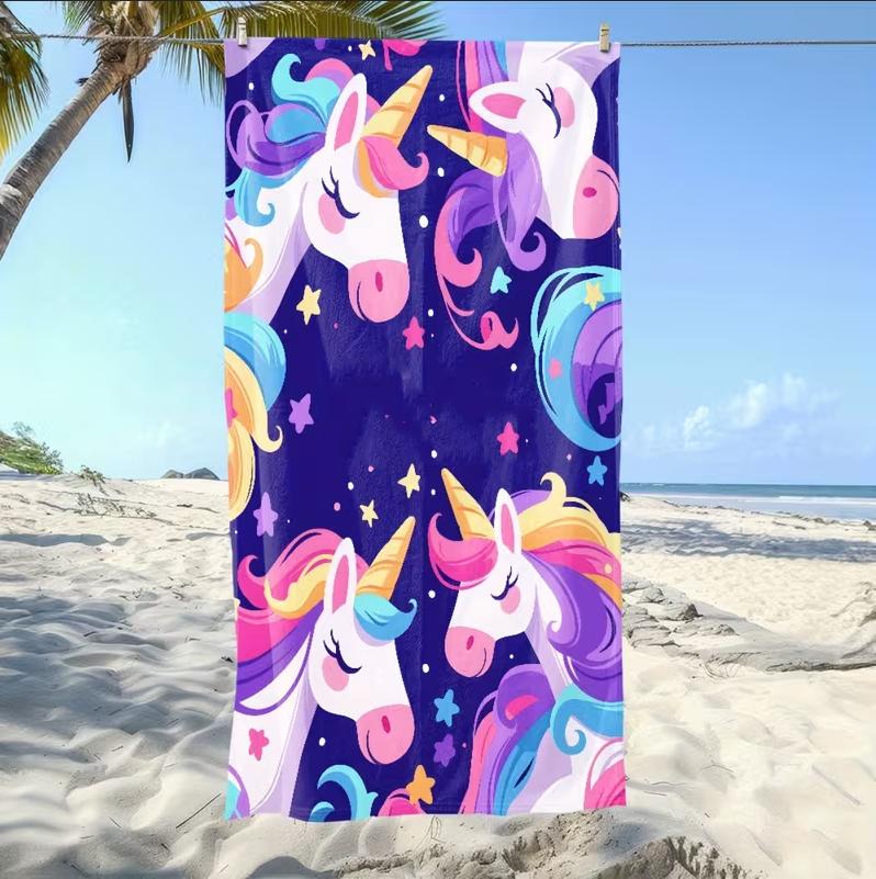 1 Unicorn Printed Beach Towel Modern Microfiber Bath Towel Suitable for Vacation Travel Bathing Swimming Beach Towel