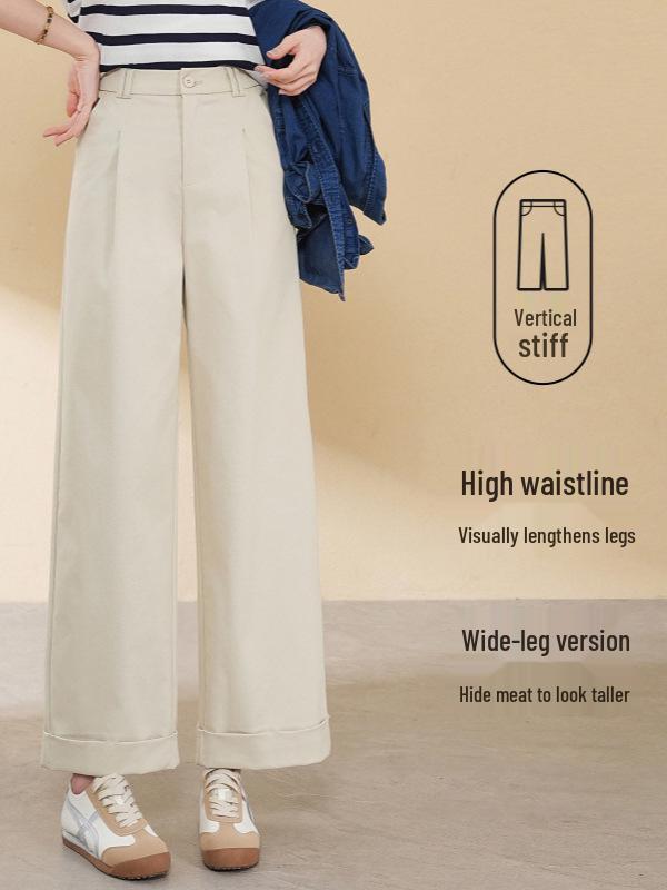 Tian Silk Wool High-Waist Wide-Leg Pants for Women - 2025 Spring/Autumn
