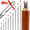 30 Stück Selbstfädelnde Nadeln Set, Edelstahl Automatischer Einfädler Für Ältere & Blinde, Schnelles Näh- & Strickzubehör, Silbern