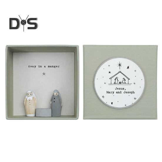 

Статуэтка в коробке «Рождественский вертеп», смоляные фигурки для пар с картой, ручная работа, религиозные целебные фигурки, подарок для женщин, друзей, христиан 1 Set