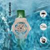 Rorios Women's Stylish Analog Watch Green Gold 30M Waterproof Leather Band Star Dial Quartz