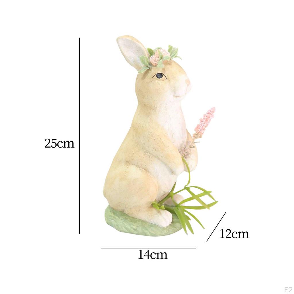 Garden Statues Figurines wearing Garland Decorative Decoration Bunny Resin Sculpture for Tabletop