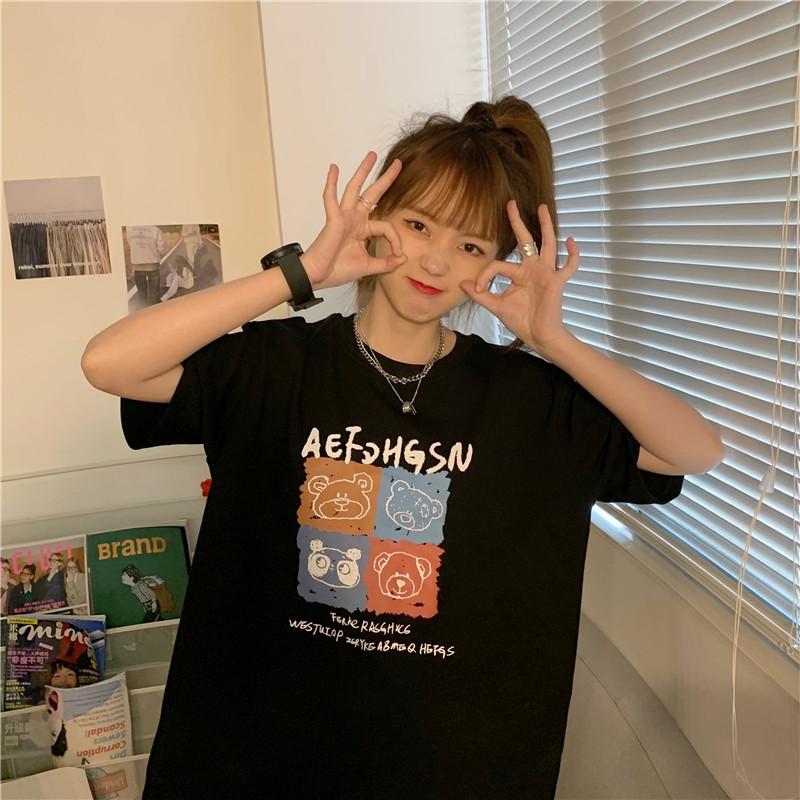 Short-sleeved T-shirt women's ins loose early spring new foreign style top student fashion age-reducing bottoming shirt tide