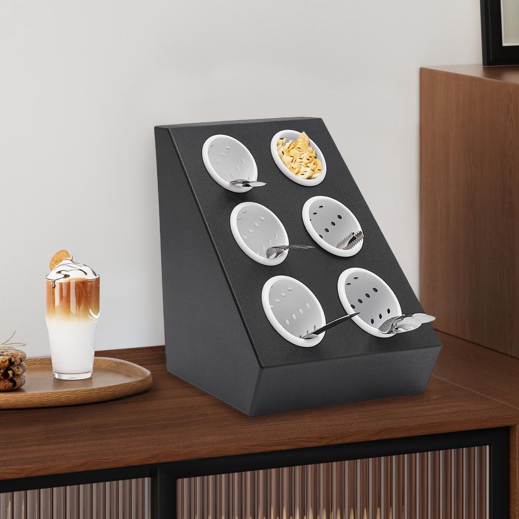 6-Compartment Stainless Steel Utensil Organizer, Knife Fork Spoon Storage Rack, Heavyweight Utensil Holder w/ 6 Removable Liners