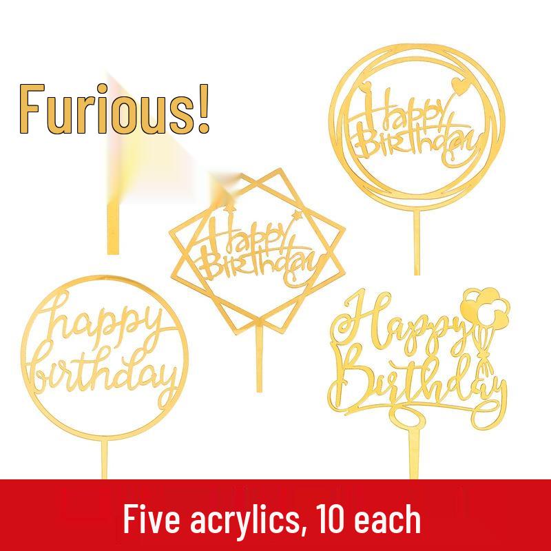 50-Pack Acrylic 'Happy Birthday' Cake Toppers - Popular Party Decorations with Free Shipping