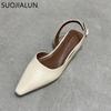 Fashion SUOJIALUN 2025 Spring New Shallow Slip On Women Slingback Shoes Soft Casual Ladies Sandal Shoes Flat Heel Outdoor Dress Mules