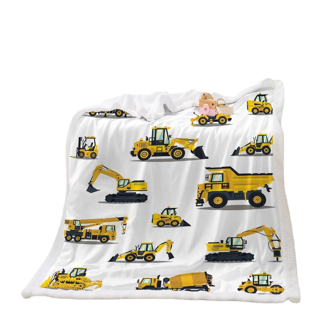 Cartoon Car Construction Car Lamb Fleece Crystal Fleece Children's Blanket Blanket