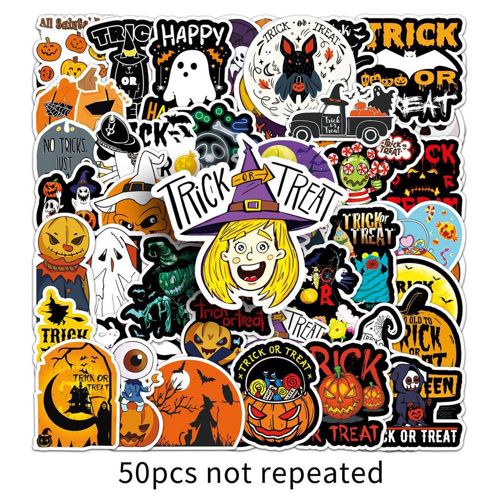 50 Halloween Festival Graffiti Stickers for Suitcases, Laptops, Scooters, Refrigerators, and Cars.
