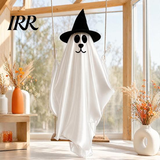 Durable Halloween Holiday Decor Hanging Ghost for Outdoor Decoration, Cute Flying Satin White Reusable Party Decorations Home, Tree, Porch,