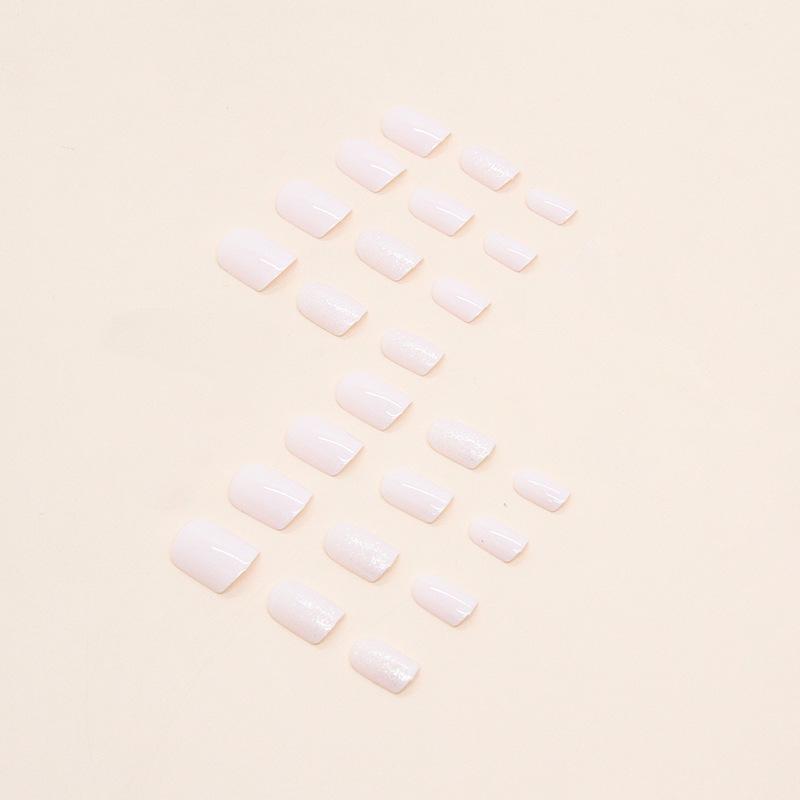 24 Pieces Simple Pink and Tender Girl Manicure, Sweet and Cute Aurora Glitter, Fake Nails, Wearable Short Manicure Film