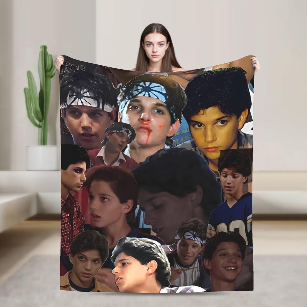 80s Ralph Macchio Limited Flannel Blanket Super Soft Throw Blanket for Couch Chair Camping Trend Bedspread Sofa Bed Cover