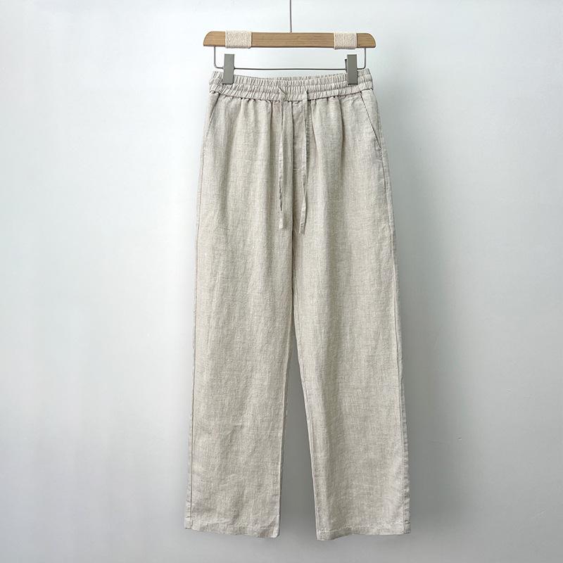 Men's High-End Pure Linen Summer Pants - Loose, Wide-Leg, Straight-Cut Style