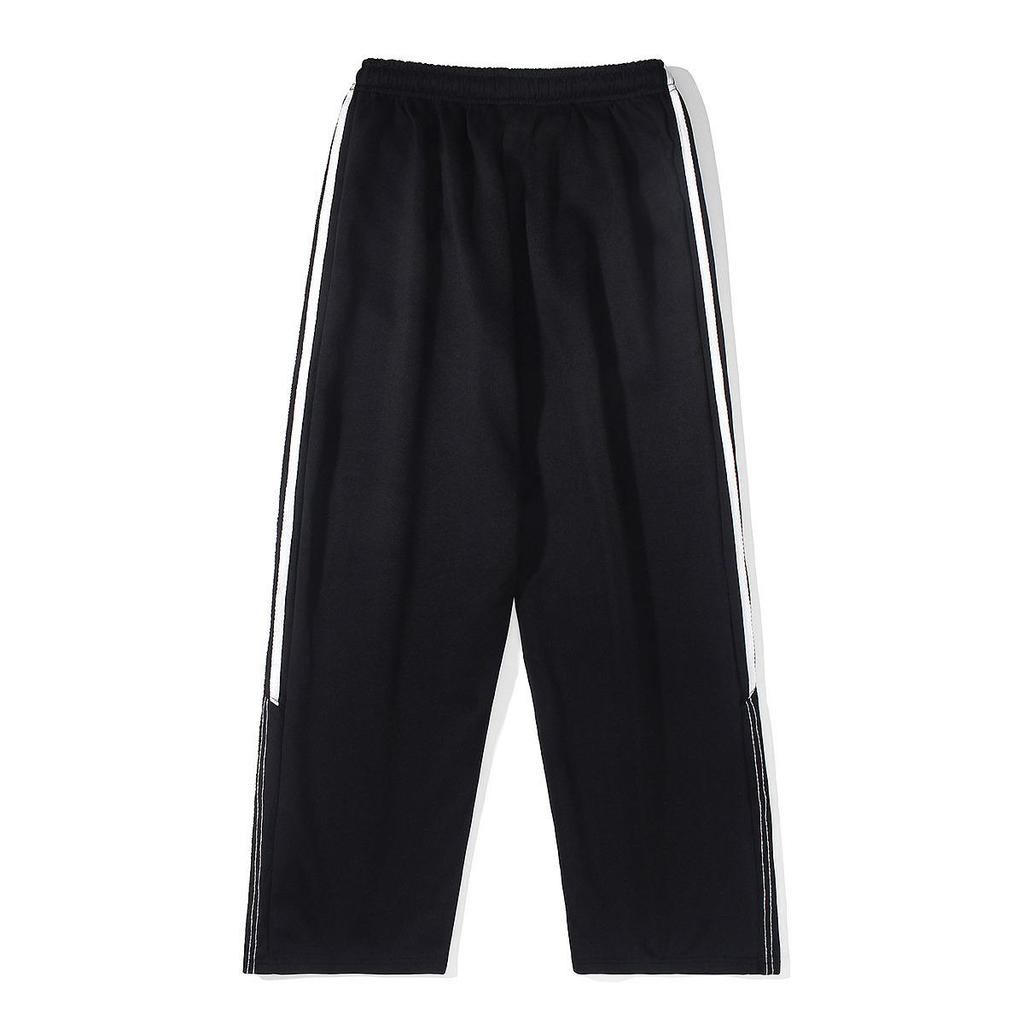 Men's Autumn American Style Side Stripe Wide-Leg Sweatpants: High Street Casual Three-Bar Sports Trousers