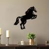 Vintage Metal Horse Wall Art, Black Iron Decor Sign, 2D Flat Frameless Plaque for Garden Patio Home, Housewarming Gift, Boy Jumping Design