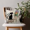 Black Cat Pillow Case For Home Bedroom Car Office Decoration Living Room Sofa Cushion Cover Suitable