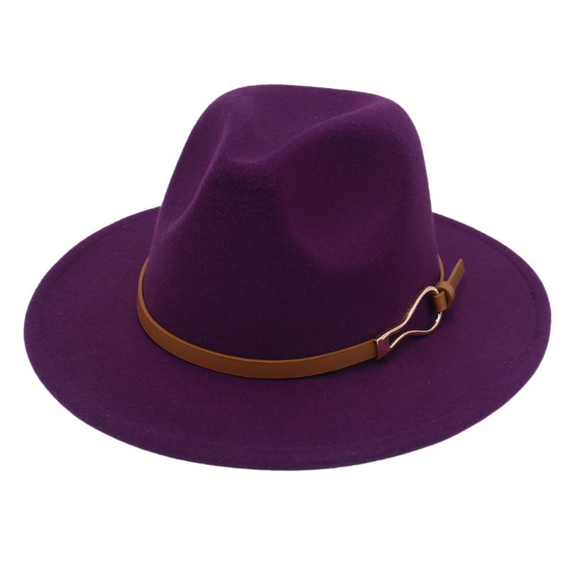Foreign Trade Elegant Felt Hat Belt Buckle Top Hat Modified Face Jazz Hat British Dance Performance Woolen Hat Literature And Art