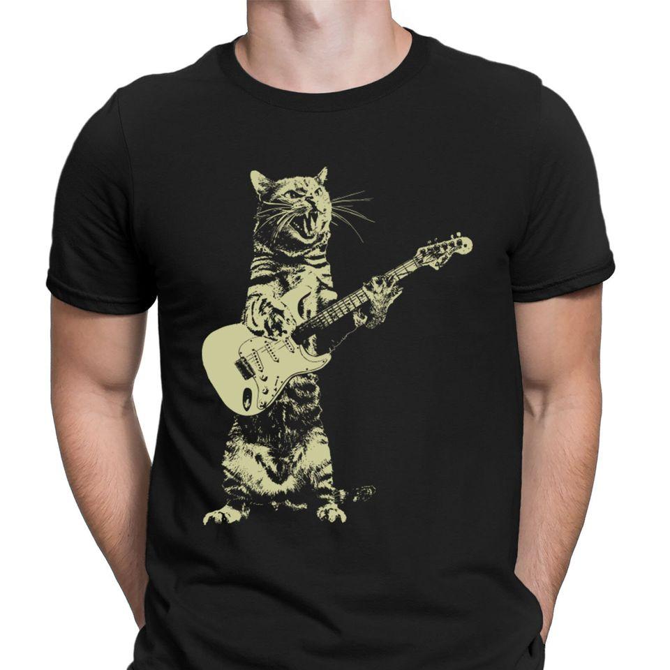 

Кот, играющий на гитаре, Музыка - это жизнь, Рок-группа, Смешная футболка, Классическая футболка XL
