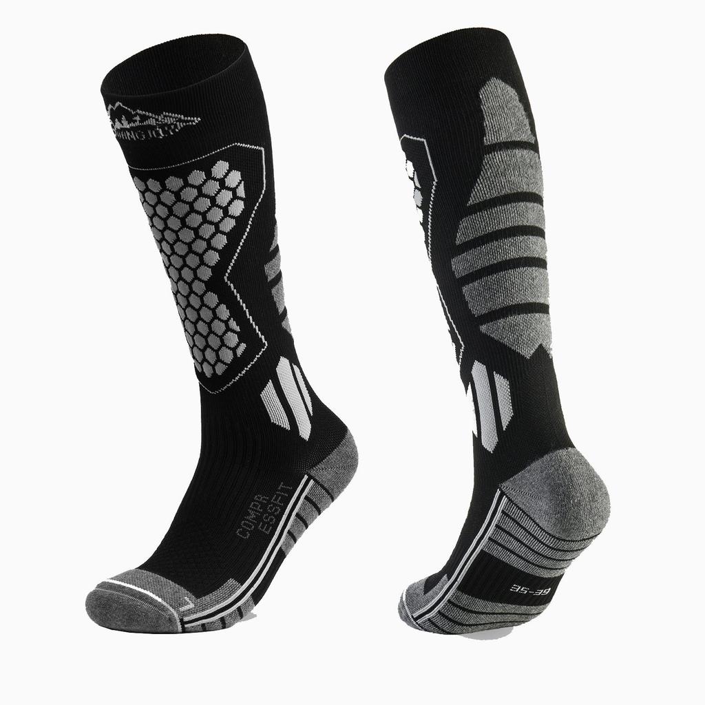 Warm Fleece-Lined Ski Socks - Men & Women, Quick-Dry, High Elastic, Compression Fit
