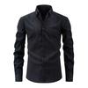 Fashionable Men's Shirt Waves Striped Long-sleeved Shirt Casual Loose and Versatile Button Splicing Top