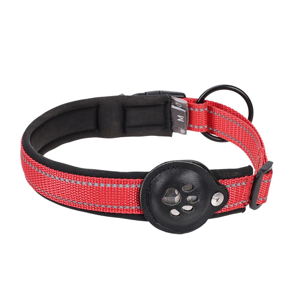 Classic Reflective AirTag Dog Collar,Padded Dog Collars,Adjustable Heavy Duty Dog Collars with AirTag Holder Case for Small Large Dogs