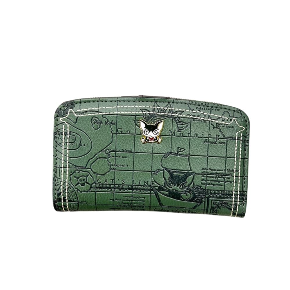 

Bebe Dayan Wallet for Women and Bebe Dayan Cat Cute Cat Wachifield Nautical Chart K-PARTS Compass Rose Zip-Around Girls, Design, Accessories, Gift, зелений