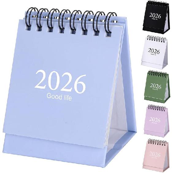 Mini Desk Calendar 2026-2027, January 2026 until July 2027, 19 Months Standing Flip Small Desktop Calendar Twin-Wire Binding with Stickers for Home