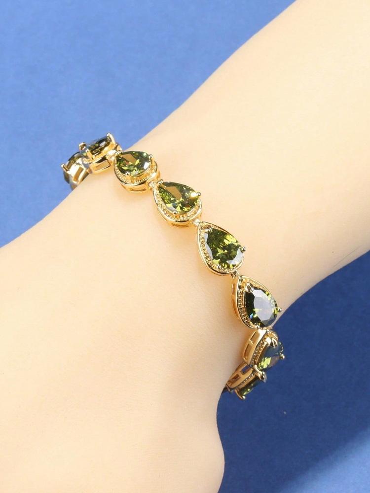 Neues Vergoldetes Buntes Stein Wassertropfen Damen Kettenarmband 13-Farben Mode Hochzeit Italien Brasilien Luxusschmuck gray