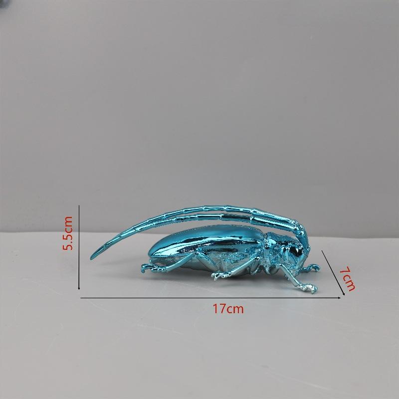 Metal Handicraft Artificial Animal Sculpture Silvery Insect Dragonfly Unicorn Beetle Figurines Home Decoration Accessories