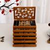 Vintage Chinese Wooden Jewelry Storage Box Hollow Multi-Layer Display Organizer Elegant Jewelry Collection Case Decorative Storage Box