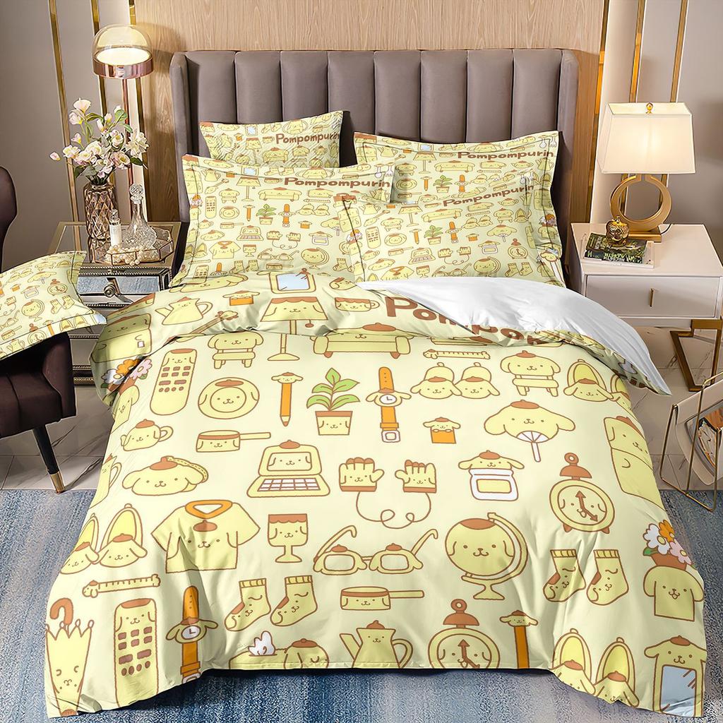 3D Digital Printing Cartoon Animation Children'S Bedding Pudding Dog Three-Piece Set