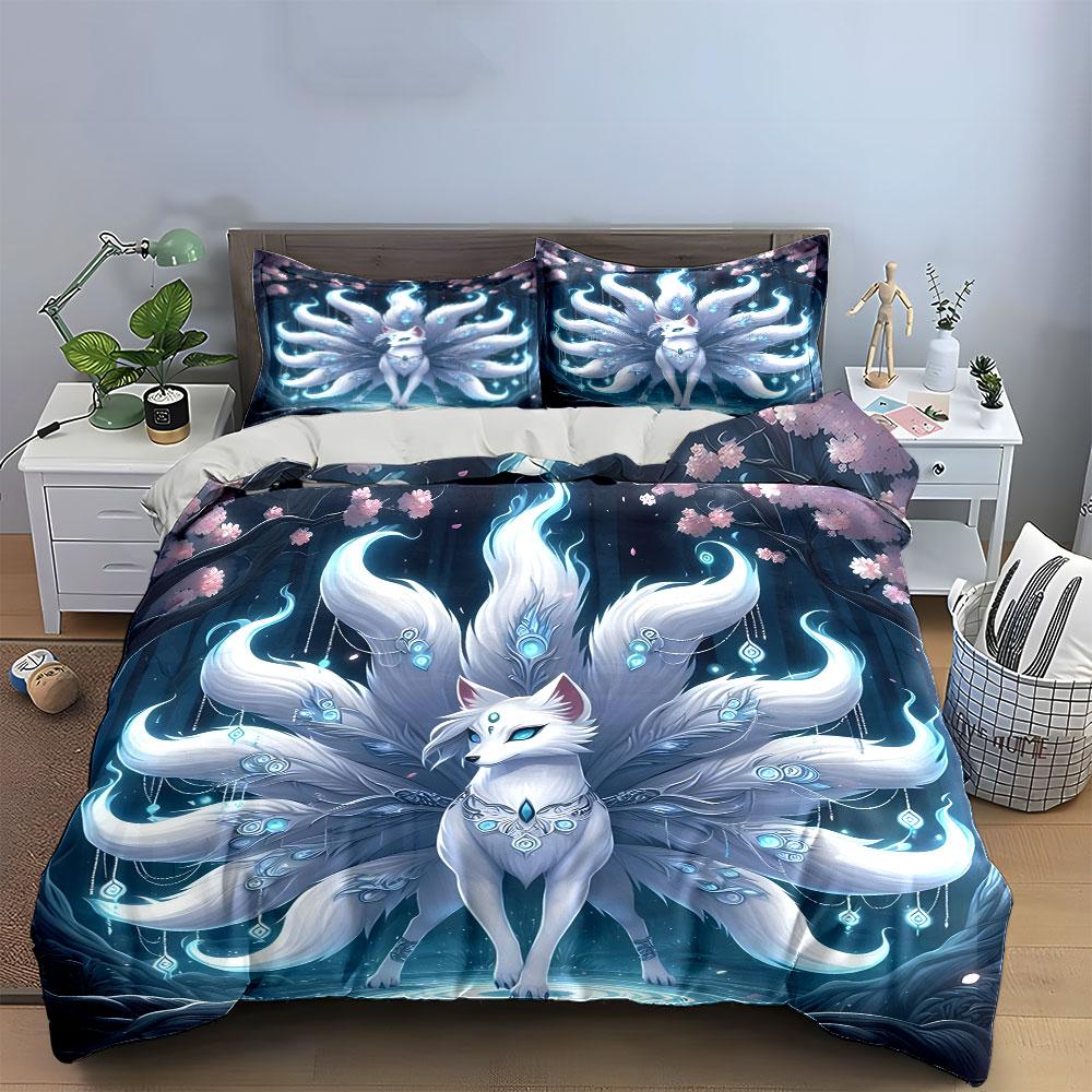 "Elegant Fox Spirit Fantasy Decor"  Kid's and Adults' Bedroom Decor, Exquisite Three-piece Bedding Set Gift