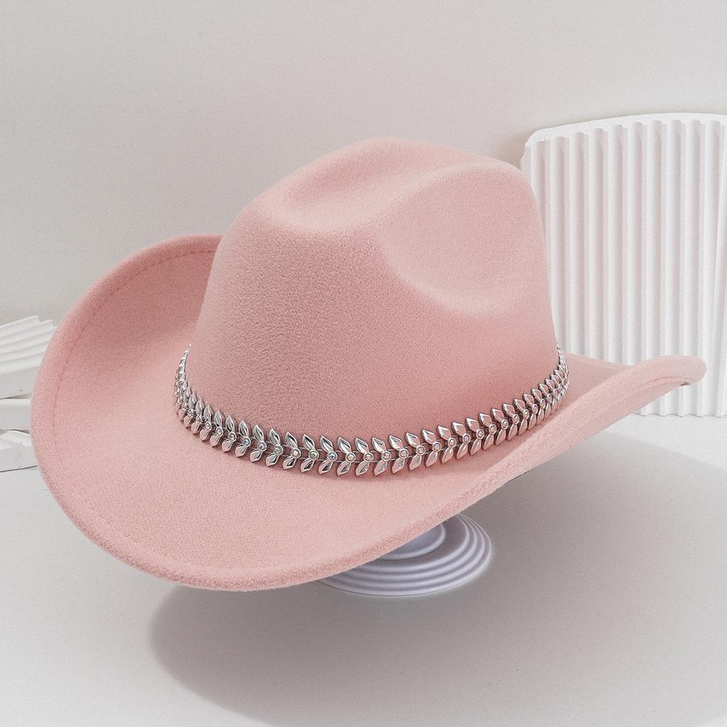 Men's and women's Panama French cowboy hats, jazz top hats, accessories, three-dimensional leaves, rhinestone belts, bonfire balls