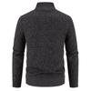 Men's Plus Size Color Block Stand Collar Velvet Cardigan Sweater - Warm, Thickened Knitted Outerwear for Autumn and Winter.