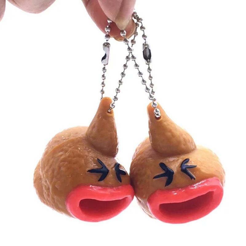 Children's Novelty Funny Gift Gadgets Poop Keychain Prank Squeeze Tongue Tricky Stress Relief Relax Toys Children's Day Gifts