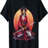 Samurai Girl Vintage Retro Sakura Cherry Blossom T-Shirt(386)
