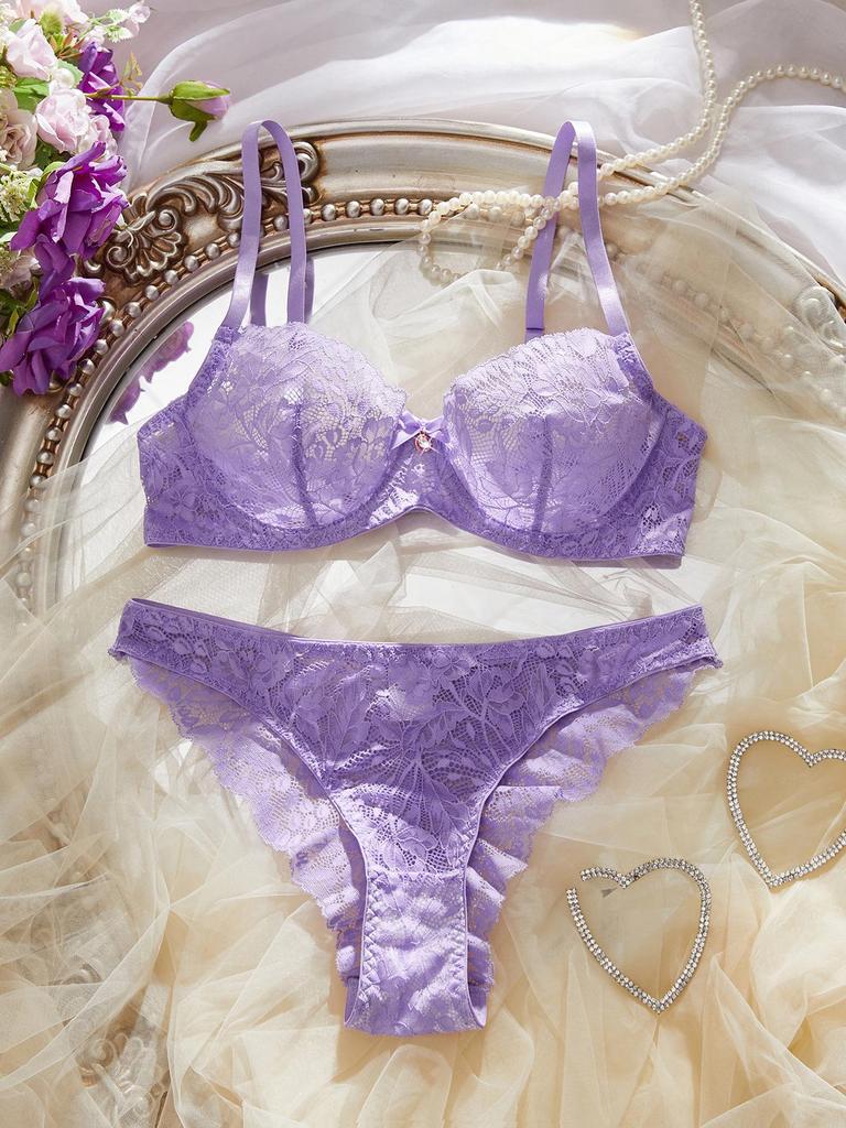 French Lace Lingerie Set: Sexy Hollowed-Out Bra & Thong Duo