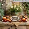 2D Flat, Rustic Farmhouse Fall Aluminium Decorative Sign - Sign with Pumpkin Apple Maple Leaf Patterns, Suitable for Thanksgiving Harvest Festival