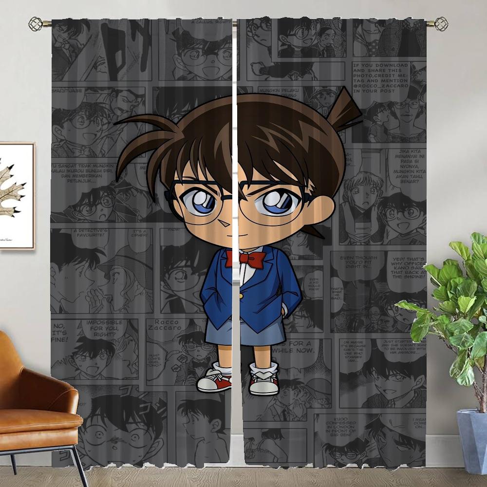 Detective Conan Curtains for Living Room Curtain for Room 2 Panel Shades Partition Home Interior Curtains Kitchen Blackout Child