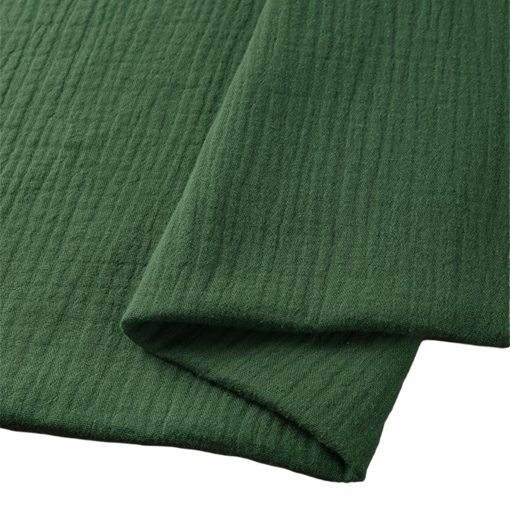 Full Cotton Double Gauze Cotton Fabric Double-Layer Lightweight Cotton Gauze Fabric Breathable Material Textured Double Fabric темно-зеленого