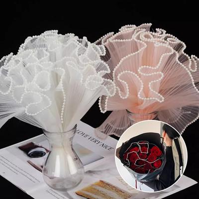 Embalaje de Cartón Corrugado para Ramos con Perlas Día de la Madre San Valentín Embalaje de Flores Borde Ondulado Ramos Regalo Suministros de Boda