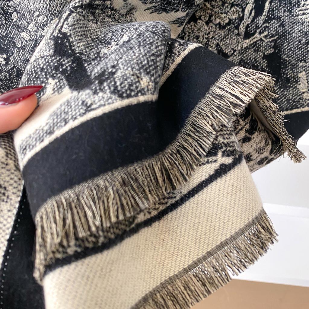 New Retro Style Cashmere Women's Castle Print Double Sided Scarf Winter Warm Pashmina Shawl, Blanket Like Poncho Scarf