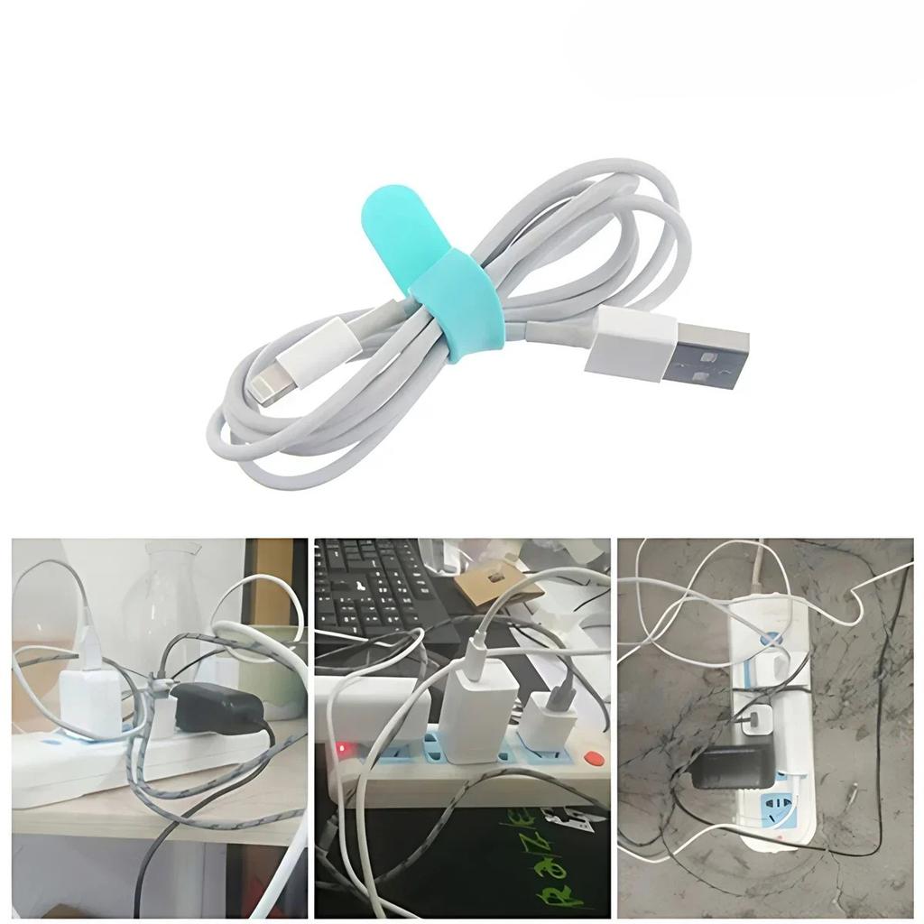 4Pcs Snap On Silicone Cable Organizer Multi Purpose Cable Tie Headphone Wrap Fixer Mouse Protector