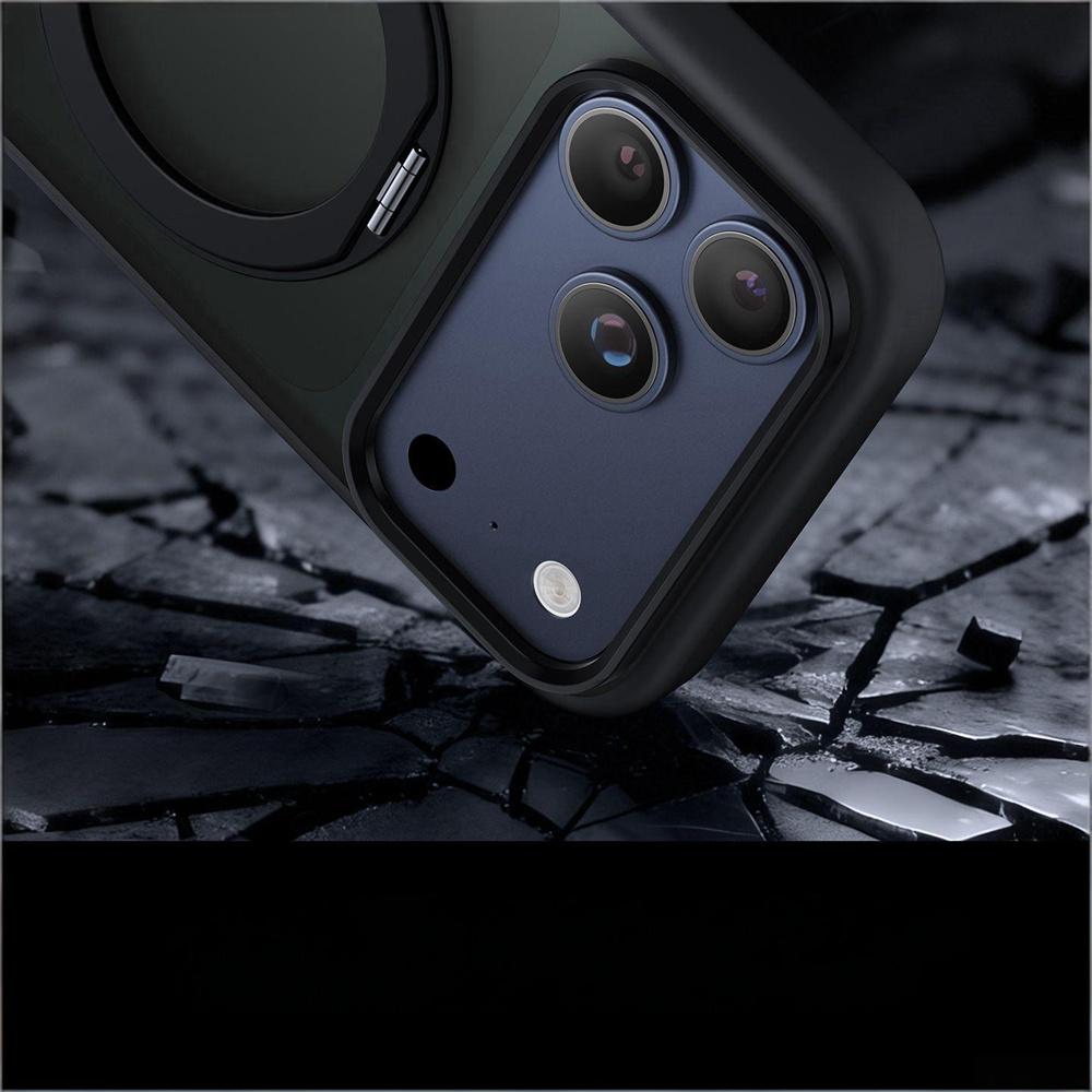 For Magsafe Magnet Ring Rotating Fold Magnetic Stand Phone Case For 17 Pro Max Air 17Pro Solid Color Matte Armor Cover